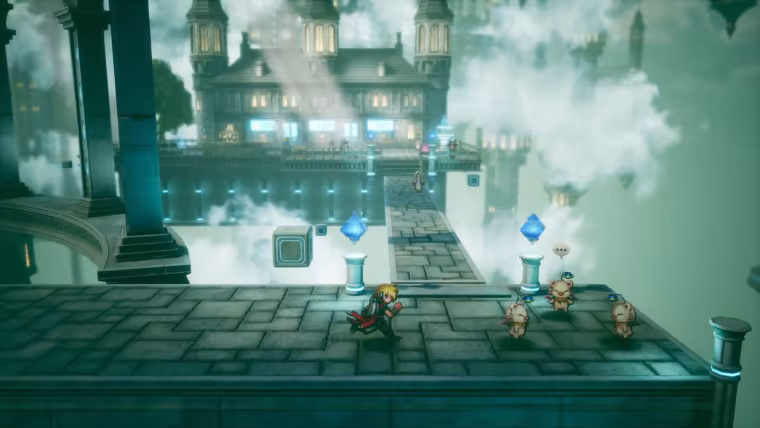 Exploration en HD-2D dans Final Fantasy Resonance : sprites 2D dans un décor 3D éclairé