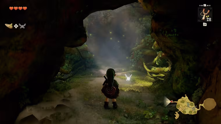 Link enfant dans la forêt Kokiri, entièrement redessinée pour Switch 2