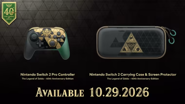La manette Pro et la sacoche Switch 2 édition 40e anniversaire de Zelda, disponibles le 29 octobre 2026