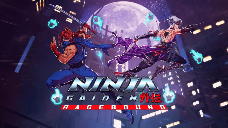 Visuel officiel de Ninja Gaiden: Ragebound, deux ninjas bondissant dans une ruelle nocturne