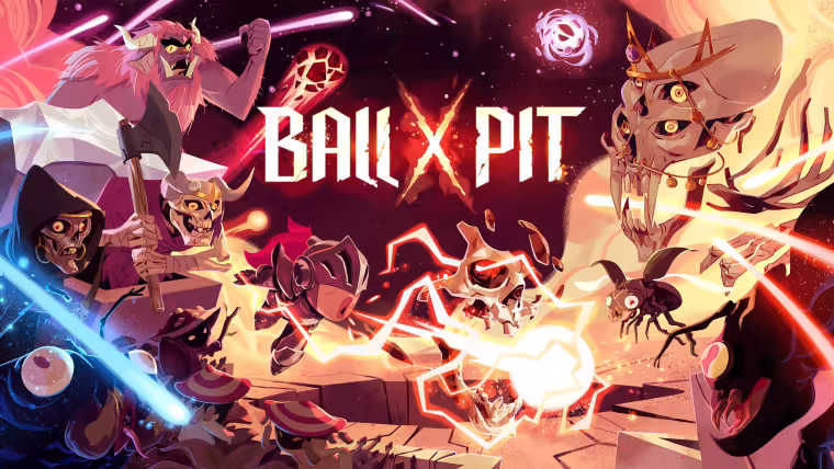 Visuel officiel de Ball x Pit, avec ses monstres et son décor de ruines
