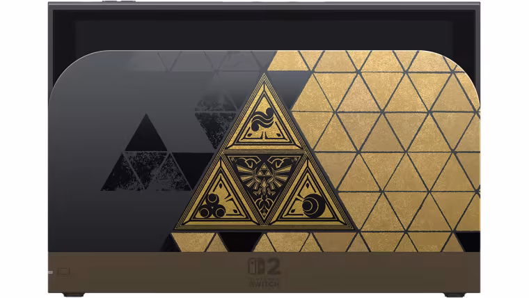 Le dock de la Switch 2 édition Zelda et sa grande Triforce dorée