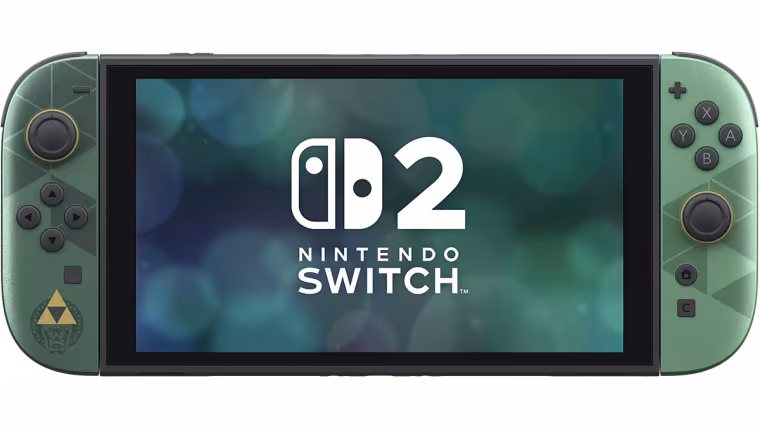 La Switch 2 édition Zelda en mode portable, motif de triangles noir et or