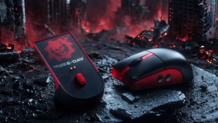 Souris 8BitDo Retro R8 Gears of War: E-Day et son dock de recharge