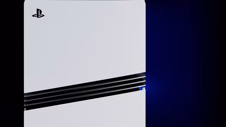 Gros plan sur la façade de la PS5 Pro