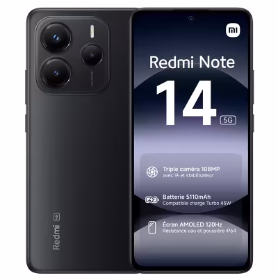 Xiaomi Redmi Note 14 5G 256 Go Noir